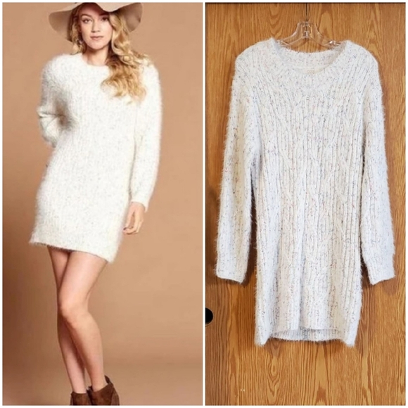 ODDY fuzzy confetti sweater dress white/multicolored size M/L - Picture 1 of 11